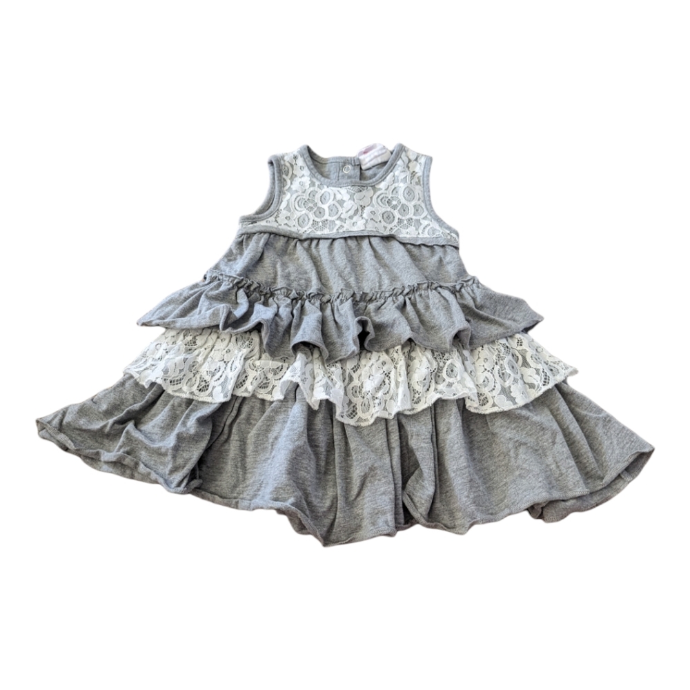 🏖️3/$20 Summer Sale🏖️Savannah Gray and White Ruffle Dress